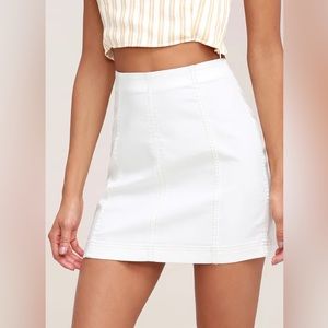 Free People Modern Femme White Denim Mini Skirt